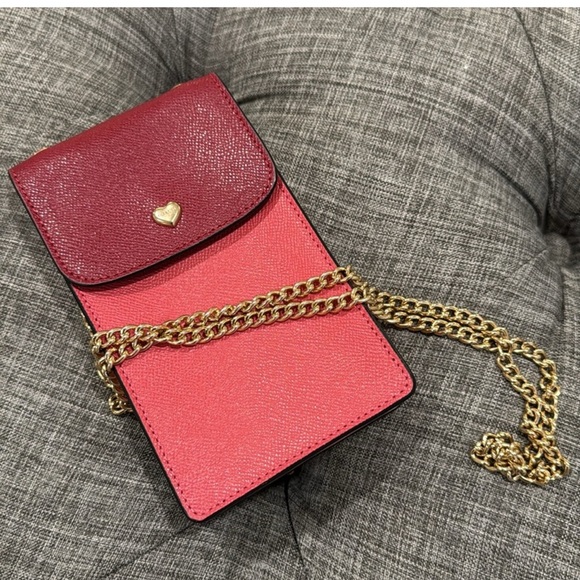 Coach Red Crossbody Phone Bag with Gold Chain - Picture 1 of 6